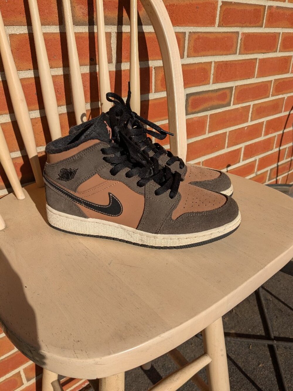 Air Jordan 1 Mid SE GS Earth Tone Dark Chocolate Brown Black Size 6Y DC7248-200